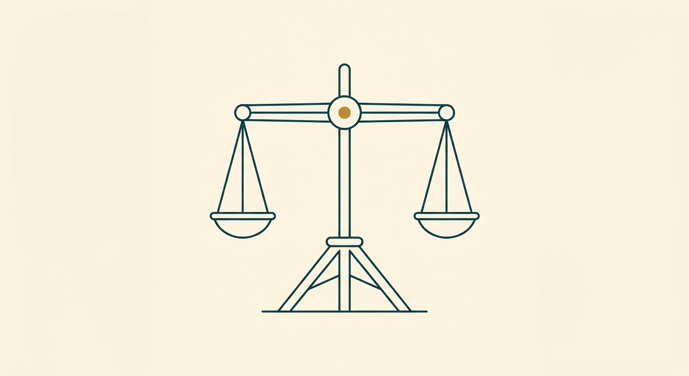 Illustration d’une balance parfaitement équilibrée, symbolisant l’équité entre confrères